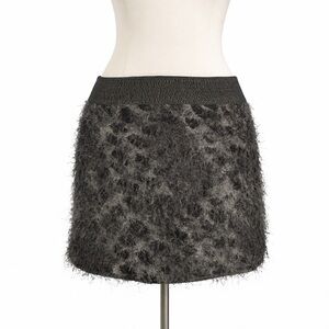 Ya Los Angeles Fuzzy Textured Knit Mini Skirt Black Gray Size M